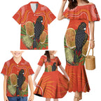 Personalised Australia Banksia And Black Cockatoo Family Matching Mermaid Dress and Hawaiian Shirt Aboriginal Art