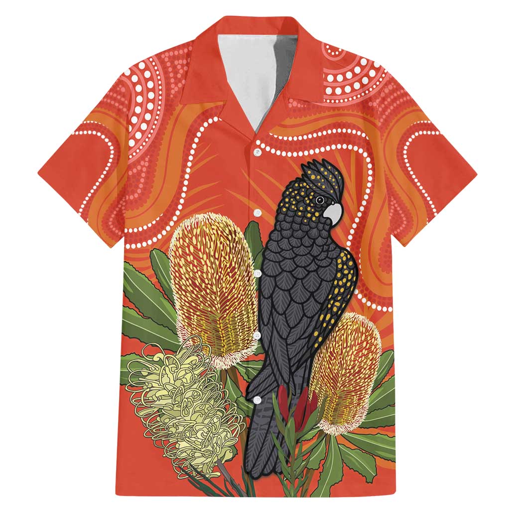 Personalised Australia Banksia And Black Cockatoo Family Matching Mermaid Dress and Hawaiian Shirt Aboriginal Art