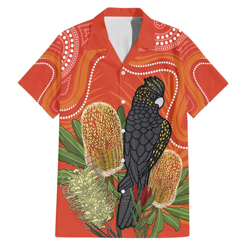 Personalised Australia Banksia And Black Cockatoo Family Matching Mermaid Dress and Hawaiian Shirt Aboriginal Art