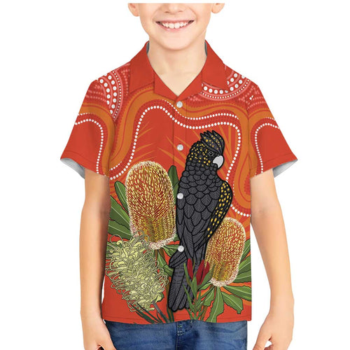 Personalised Australia Banksia And Black Cockatoo Family Matching Mermaid Dress and Hawaiian Shirt Aboriginal Art