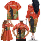 Personalised Australia Banksia And Black Cockatoo Family Matching Off The Shoulder Long Sleeve Dress and Hawaiian Shirt Aboriginal Art