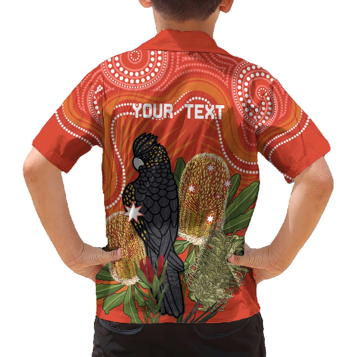 Personalised Australia Banksia And Black Cockatoo Family Matching Puletasi and Hawaiian Shirt Aboriginal Art