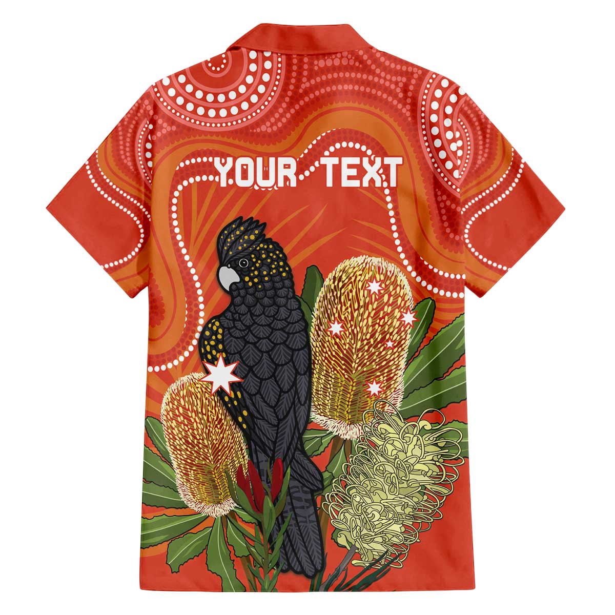 Personalised Australia Banksia And Black Cockatoo Family Matching Puletasi and Hawaiian Shirt Aboriginal Art