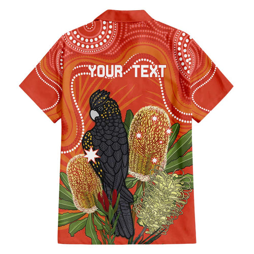Personalised Australia Banksia And Black Cockatoo Family Matching Puletasi and Hawaiian Shirt Aboriginal Art