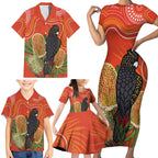 Personalised Australia Banksia And Black Cockatoo Family Matching Short Sleeve Bodycon Dress and Hawaiian Shirt Aboriginal Art