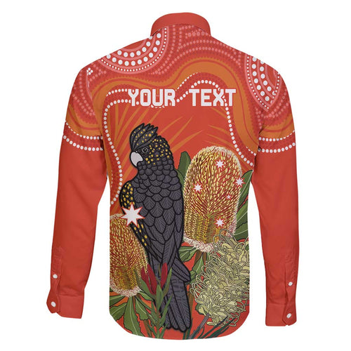 Personalised Australia Banksia And Black Cockatoo Family Matching Short Sleeve Bodycon Dress and Hawaiian Shirt Aboriginal Art
