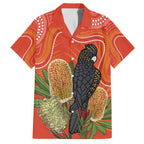 Personalised Australia Banksia And Black Cockatoo Family Matching Summer Maxi Dress and Hawaiian Shirt Aboriginal Art