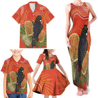Personalised Australia Banksia And Black Cockatoo Family Matching Tank Maxi Dress and Hawaiian Shirt Aboriginal Art