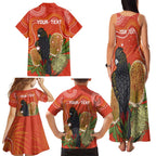 Personalised Australia Banksia And Black Cockatoo Family Matching Tank Maxi Dress and Hawaiian Shirt Aboriginal Art