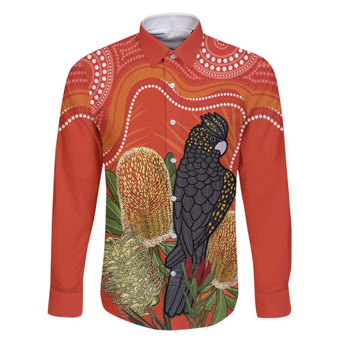 Personalised Australia Banksia And Black Cockatoo Family Matching Tank Maxi Dress and Hawaiian Shirt Aboriginal Art