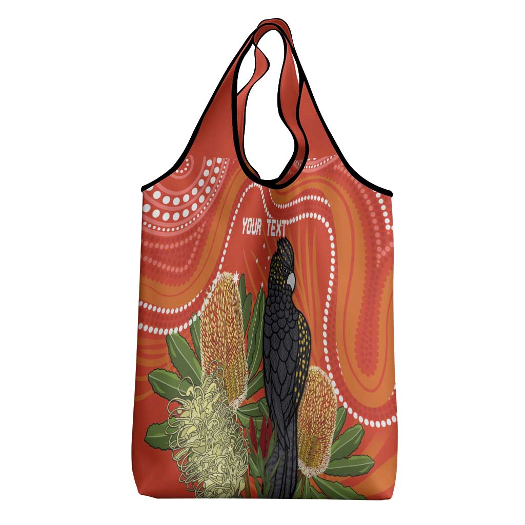 Personalised Australia Banksia And Black Cockatoo Grocery Bag Aboriginal Art