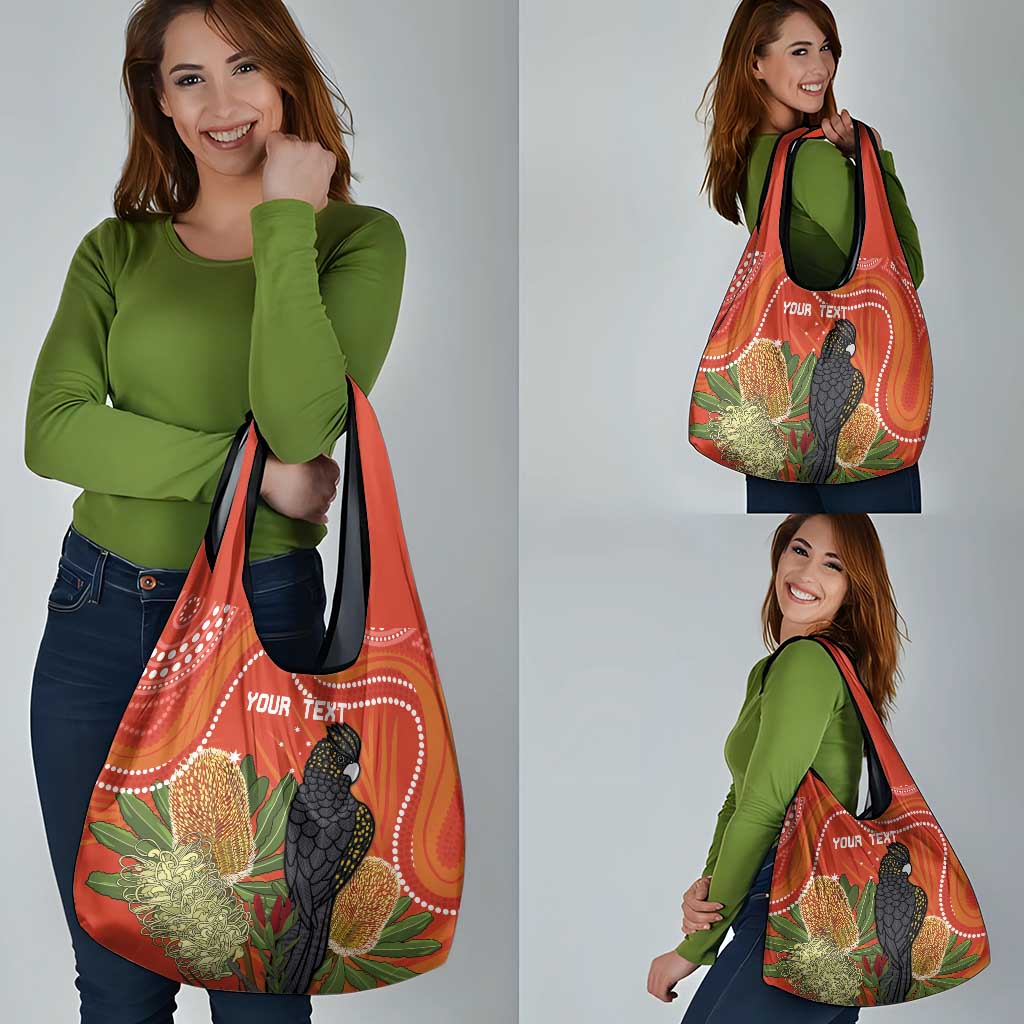 Personalised Australia Banksia And Black Cockatoo Grocery Bag Aboriginal Art