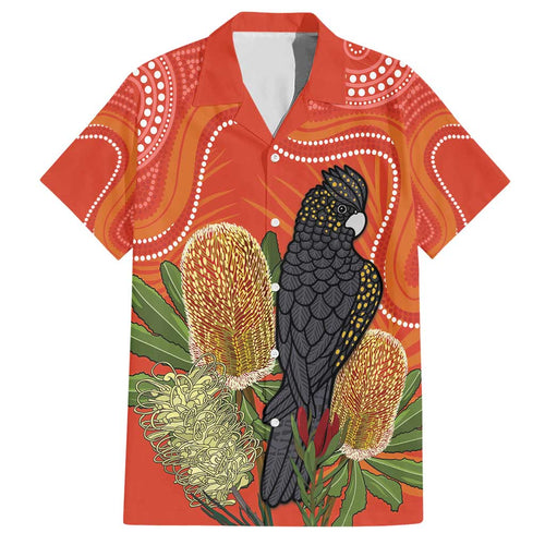 Personalised Australia Banksia And Black Cockatoo Hawaiian Shirt Aboriginal Art