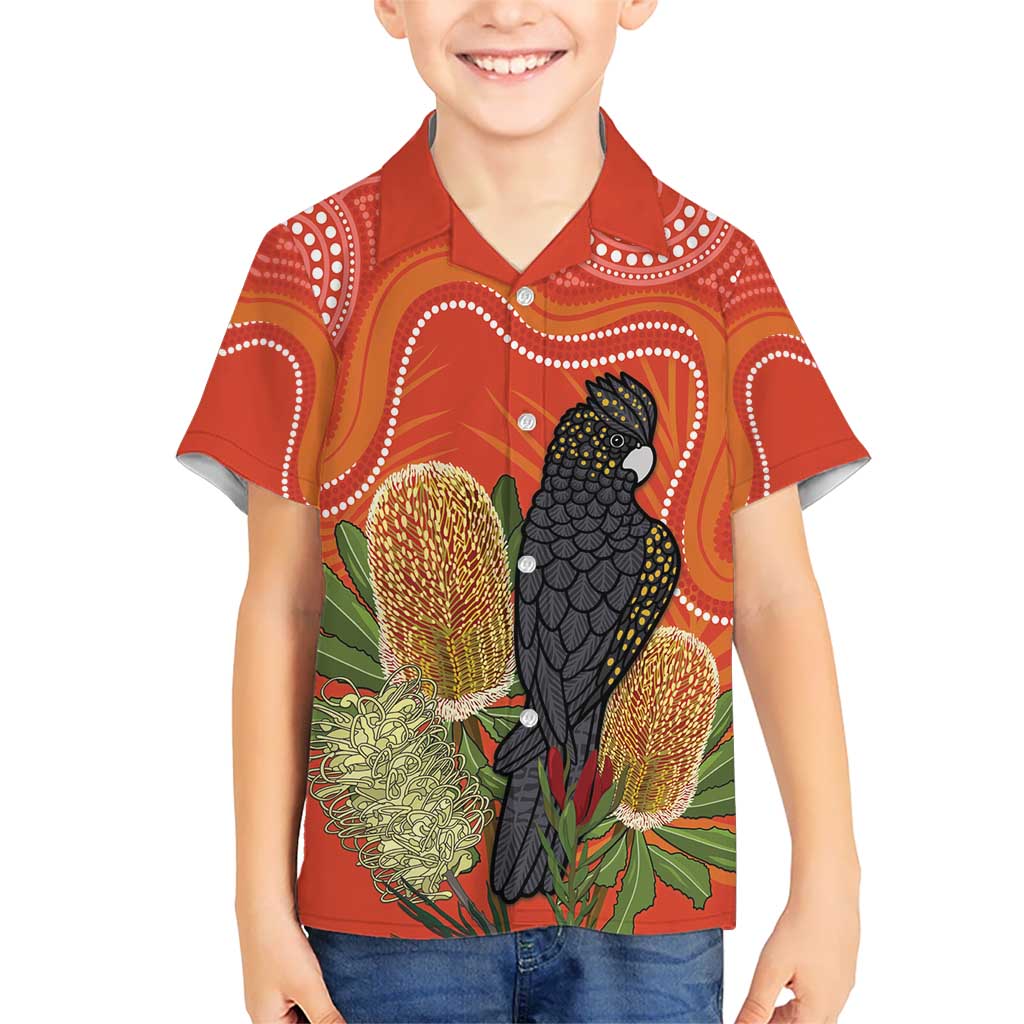 Personalised Australia Banksia And Black Cockatoo Hawaiian Shirt Aboriginal Art