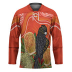 Personalised Australia Banksia And Black Cockatoo Hockey Jersey Aboriginal Art - Aussie Hoodie