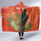 Personalised Australia Banksia And Black Cockatoo Hooded Blanket Aboriginal Art