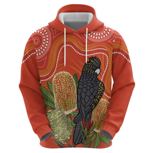 Personalised Australia Banksia And Black Cockatoo Hoodie Aboriginal Art