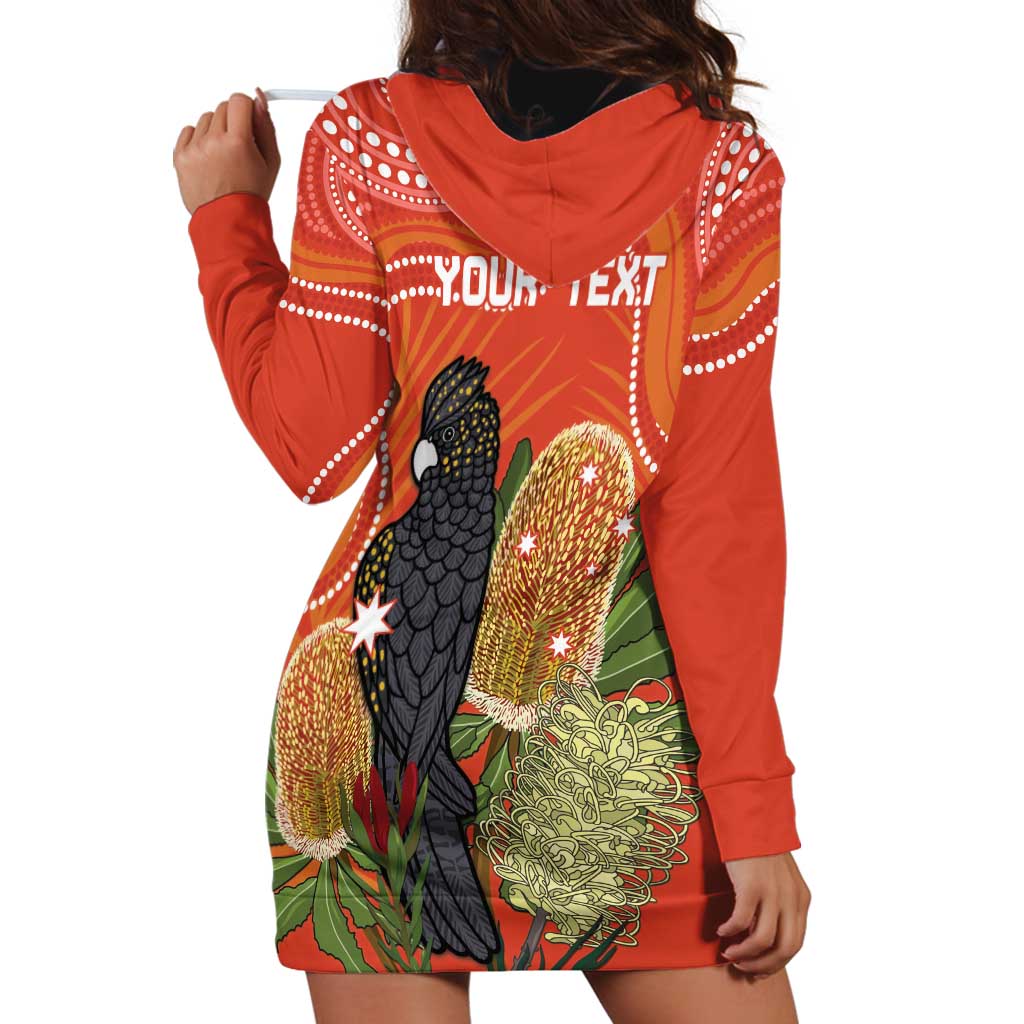 Personalised Australia Banksia And Black Cockatoo Hoodie Dress Aboriginal Art