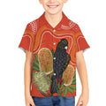 Personalised Australia Banksia And Black Cockatoo Kid Hawaiian Shirt Aboriginal Art