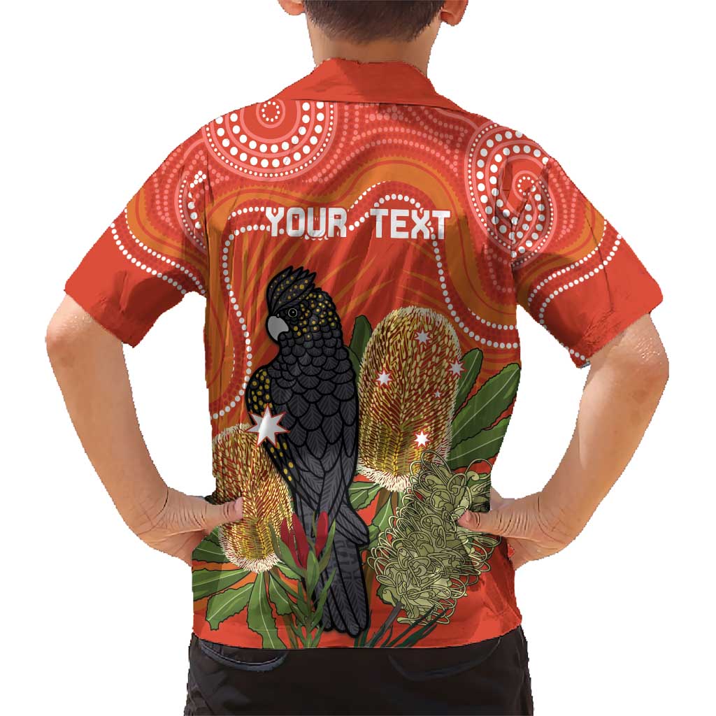 Personalised Australia Banksia And Black Cockatoo Kid Hawaiian Shirt Aboriginal Art