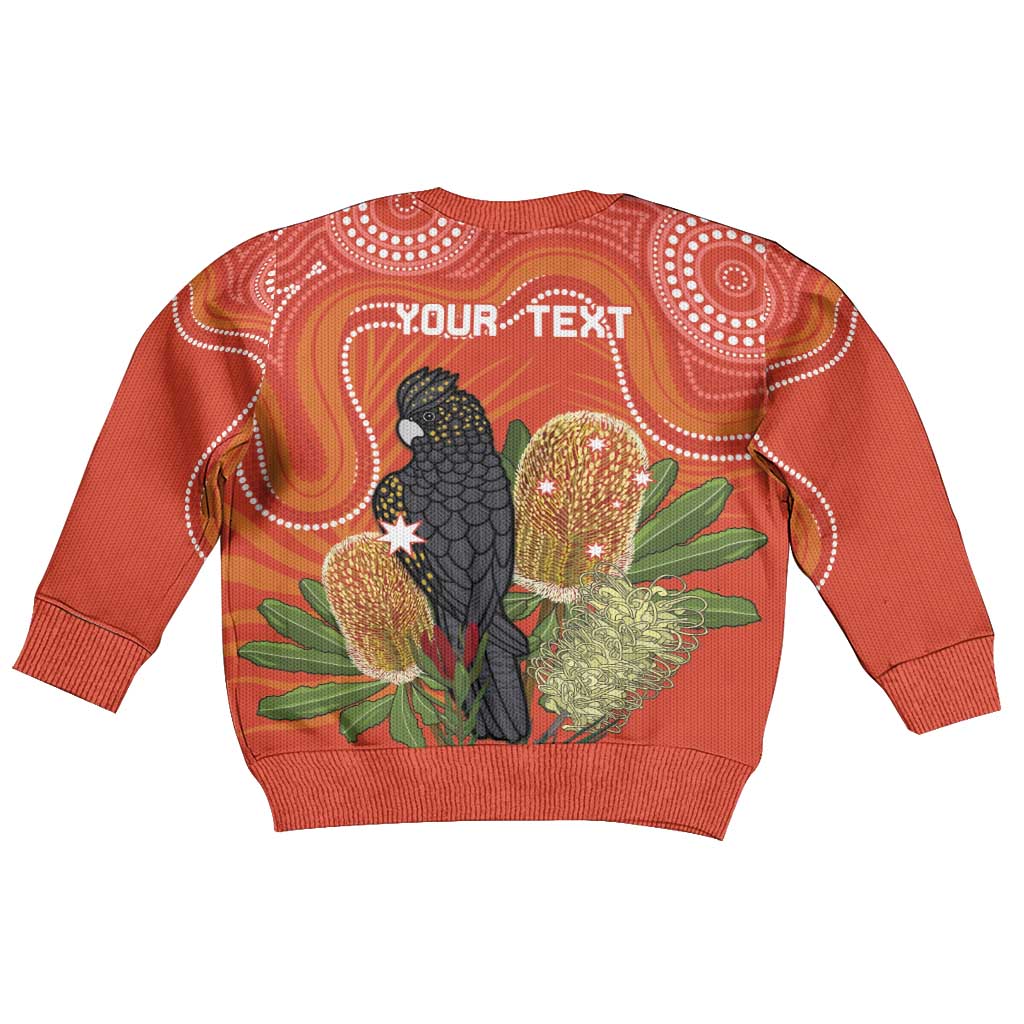 Personalised Australia Banksia And Black Cockatoo Kid Ugly Christmas Sweater Aboriginal Art - Aussie Hoodie