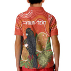 Personalised Australia Banksia And Black Cockatoo Kid Polo Shirt Aboriginal Art