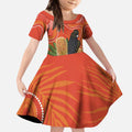 Personalised Australia Banksia And Black Cockatoo Kid Short Sleeve Dress Aboriginal Art