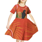 Personalised Australia Banksia And Black Cockatoo Kid Short Sleeve Dress Aboriginal Art