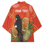 Personalised Australia Banksia And Black Cockatoo Kimono Aboriginal Art - Aussie Hoodie