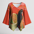 Personalised Australia Banksia And Black Cockatoo Kimono Sleeve Blouse Aboriginal Art - Aussie Hoodie