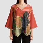 Personalised Australia Banksia And Black Cockatoo Kimono Sleeve Blouse Aboriginal Art - Aussie Hoodie