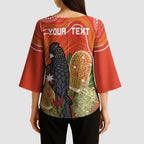 Personalised Australia Banksia And Black Cockatoo Kimono Sleeve Blouse Aboriginal Art - Aussie Hoodie
