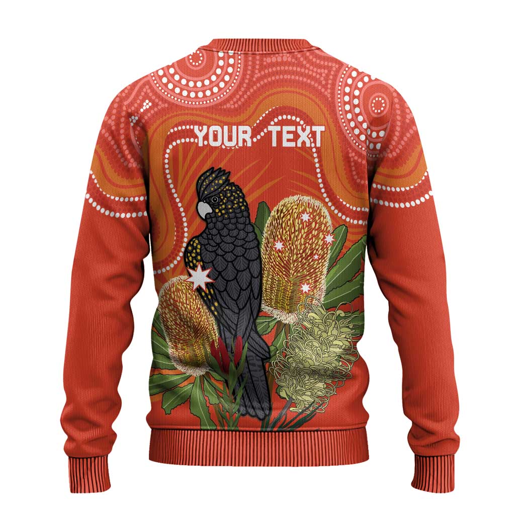 Personalised Australia Banksia And Black Cockatoo Ugly Christmas Sweater Aboriginal Art - Aussie Hoodie