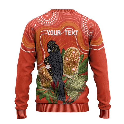 Personalised Australia Banksia And Black Cockatoo Ugly Christmas Sweater Aboriginal Art - Aussie Hoodie