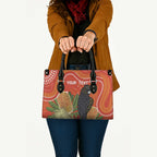 Personalised Australia Banksia And Black Cockatoo Leather Bag Aboriginal Art - Aussie Hoodie