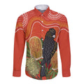 Personalised Australia Banksia And Black Cockatoo Long Sleeve Button Shirt Aboriginal Art