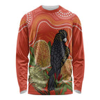 Personalised Australia Banksia And Black Cockatoo Long Sleeve Shirt Aboriginal Art