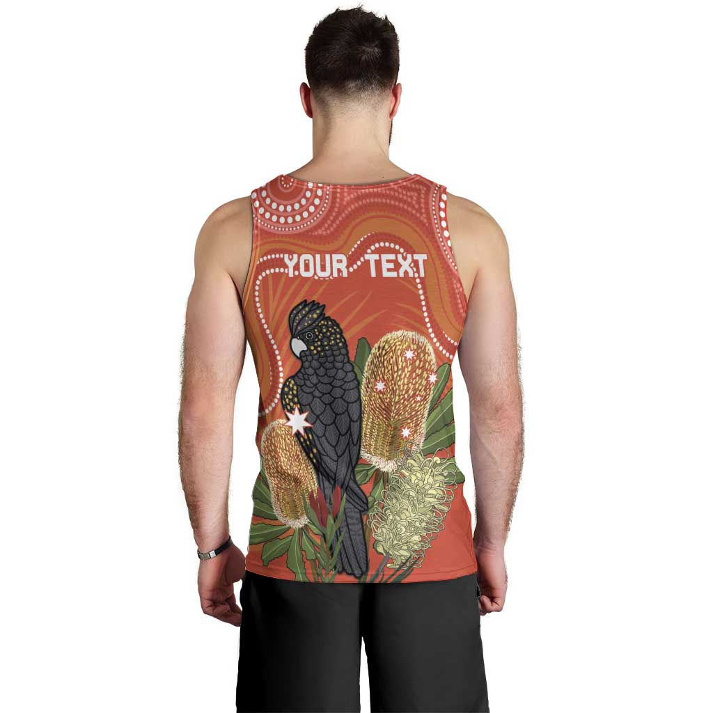Personalised Australia Banksia And Black Cockatoo Men Tank Top Aboriginal Art