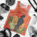 Personalised Australia Banksia And Black Cockatoo Men Tank Top Aboriginal Art