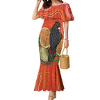 Personalised Australia Banksia And Black Cockatoo Mermaid Dress Aboriginal Art
