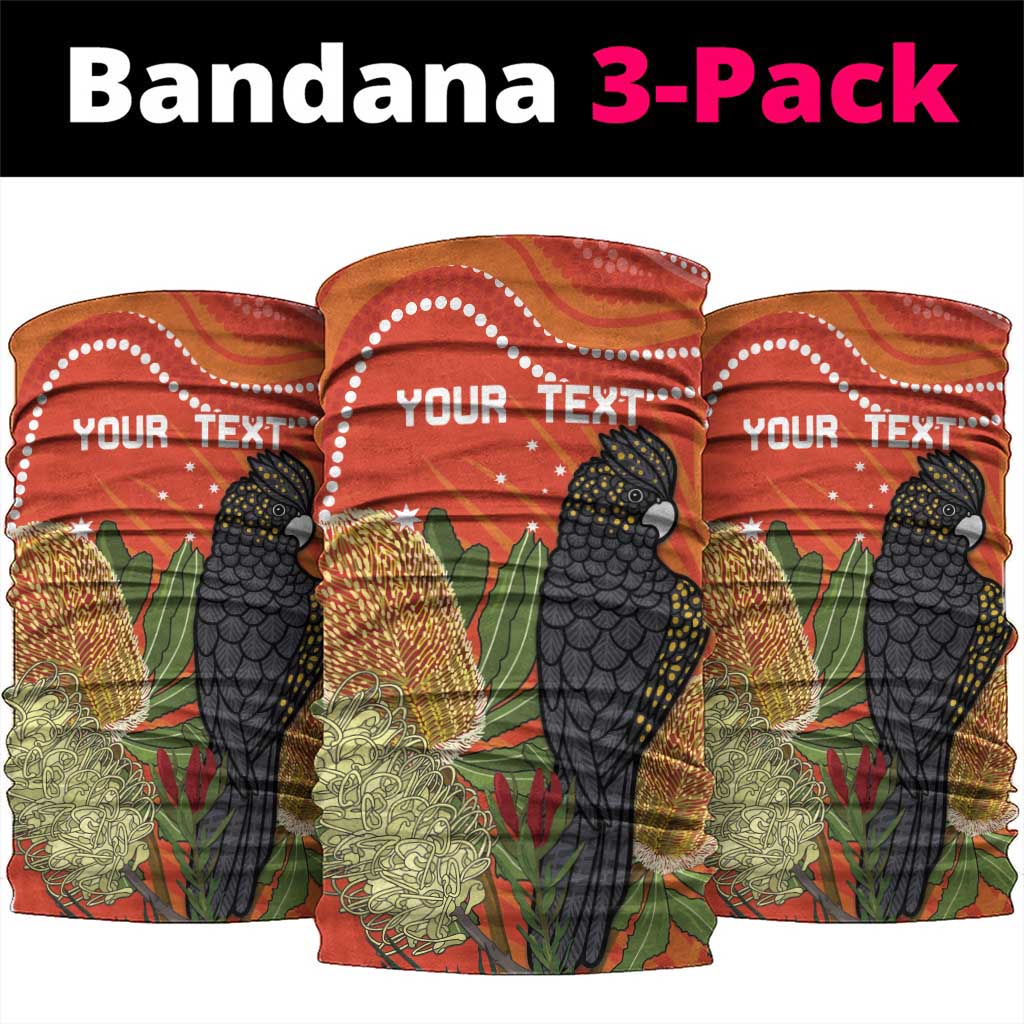 Personalised Australia Banksia And Black Cockatoo Neck Gaiter Aboriginal Art - Aussie Hoodie