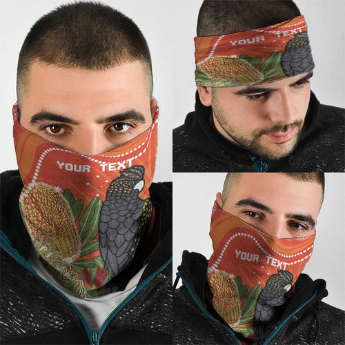 Personalised Australia Banksia And Black Cockatoo Neck Gaiter Aboriginal Art - Aussie Hoodie