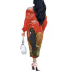 Personalised Australia Banksia And Black Cockatoo Off The Shoulder Long Sleeve Dress Aboriginal Art