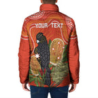 Personalised Australia Banksia And Black Cockatoo Padded Jacket Aboriginal Art - Aussie Hoodie