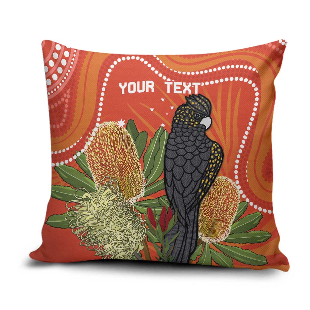 Personalised Australia Banksia And Black Cockatoo Pillow Cover Aboriginal Art - Aussie Hoodie