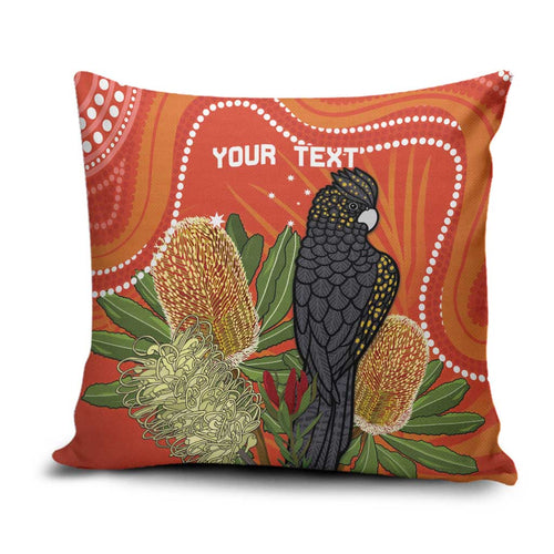 Personalised Australia Banksia And Black Cockatoo Pillow Cover Aboriginal Art - Aussie Hoodie