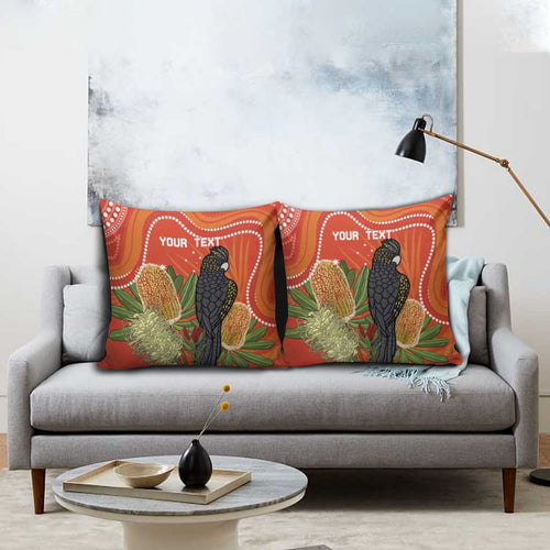 Personalised Australia Banksia And Black Cockatoo Pillow Cover Aboriginal Art - Aussie Hoodie
