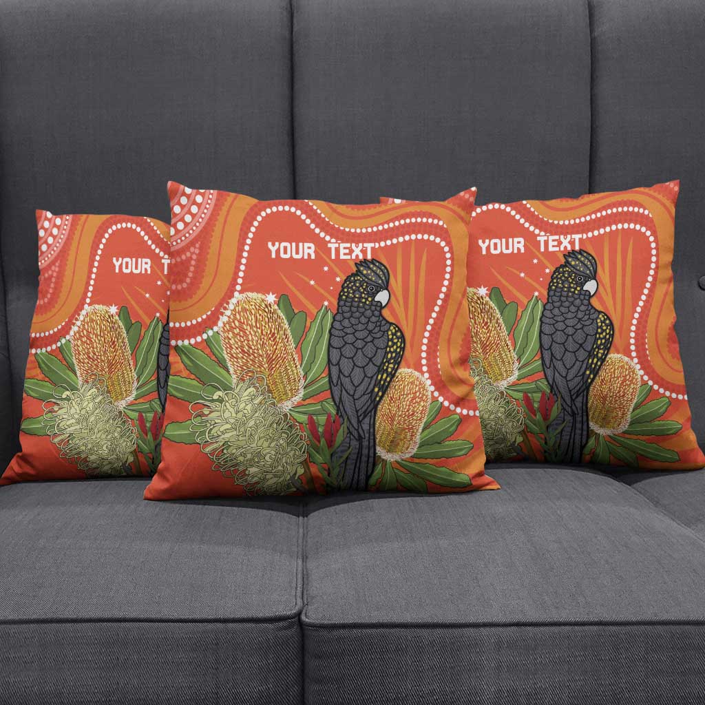 Personalised Australia Banksia And Black Cockatoo Pillow Cover Aboriginal Art - Aussie Hoodie
