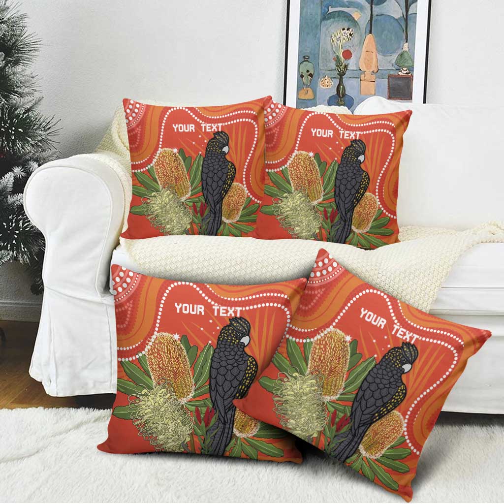 Personalised Australia Banksia And Black Cockatoo Pillow Cover Aboriginal Art - Aussie Hoodie