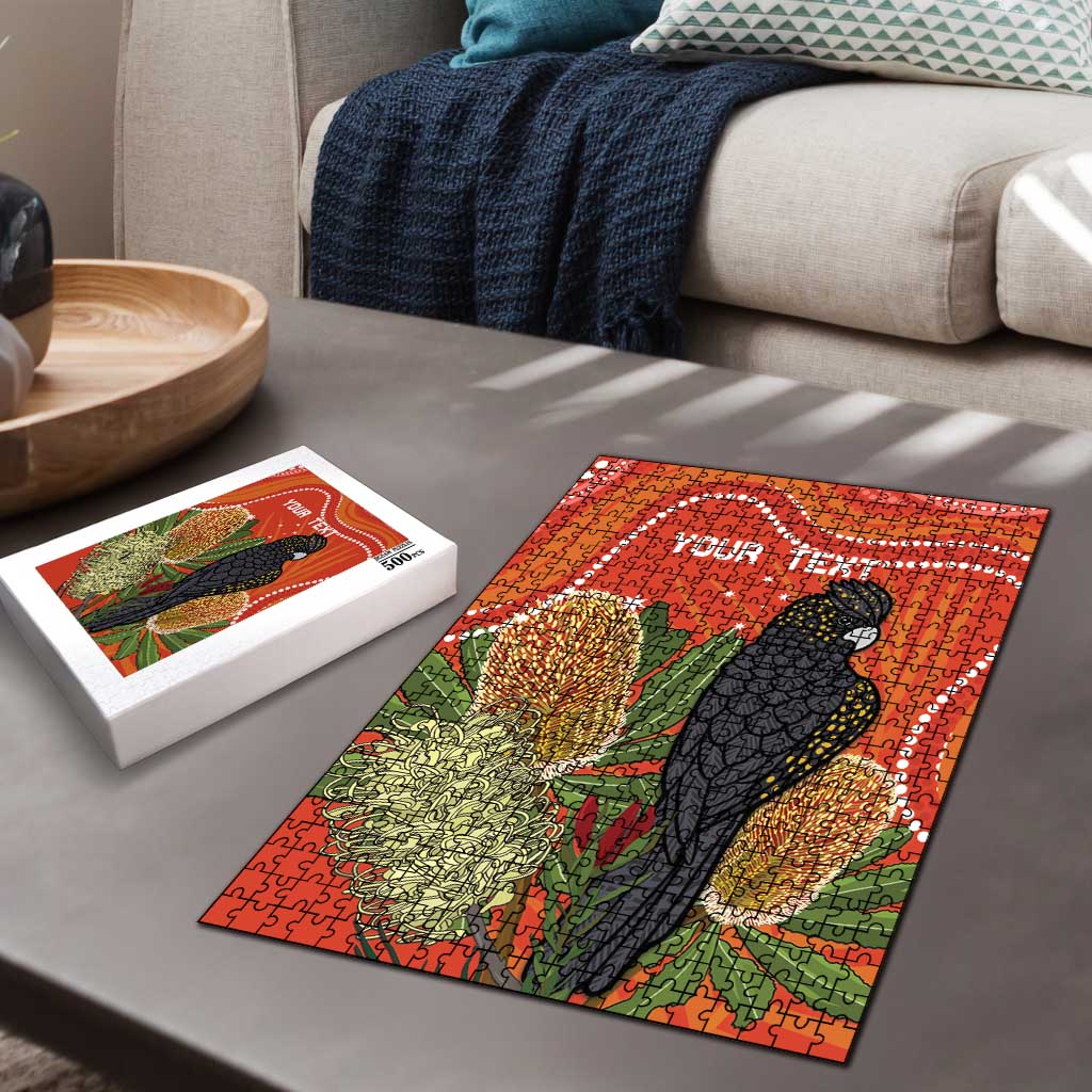 Personalised Australia Banksia And Black Cockatoo Puzzle Aboriginal Art - Aussie Hoodie